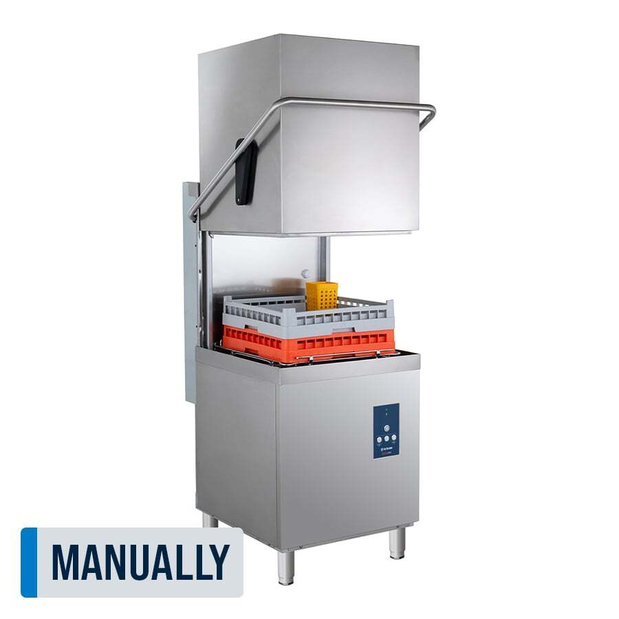 Haubenspülmaschine ECO 54 SLE 50x50 cm Korbmaß, mit Reiniger- & Klarspüldosierer, mit Ablaufpumpe & Enthärter, Made in Europe, 400 Volt