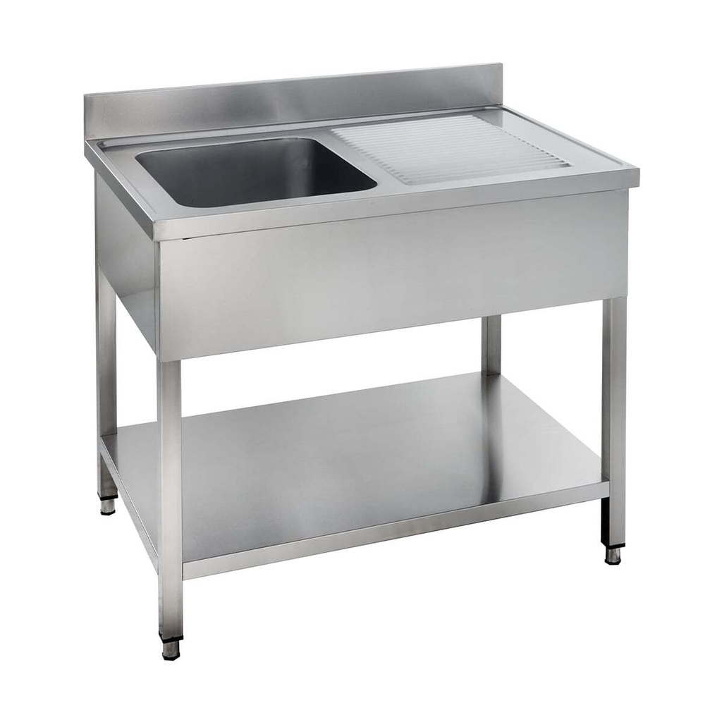 Spültisch Basic 12x7 mit 1 Becken links, Aufkantung und Grundboden