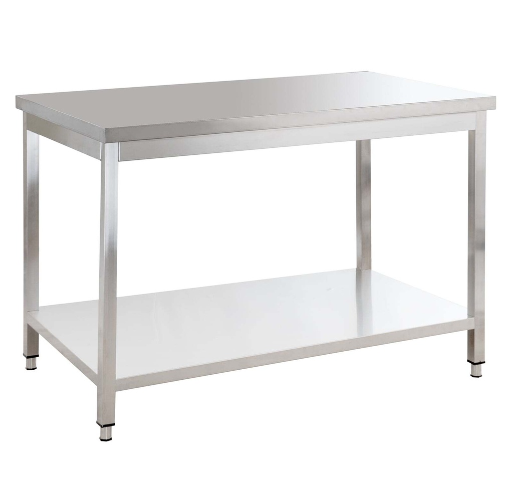 Edelstahl Arbeitstisch Basic 14x6 mit Grundboden, zur Selbstmontage