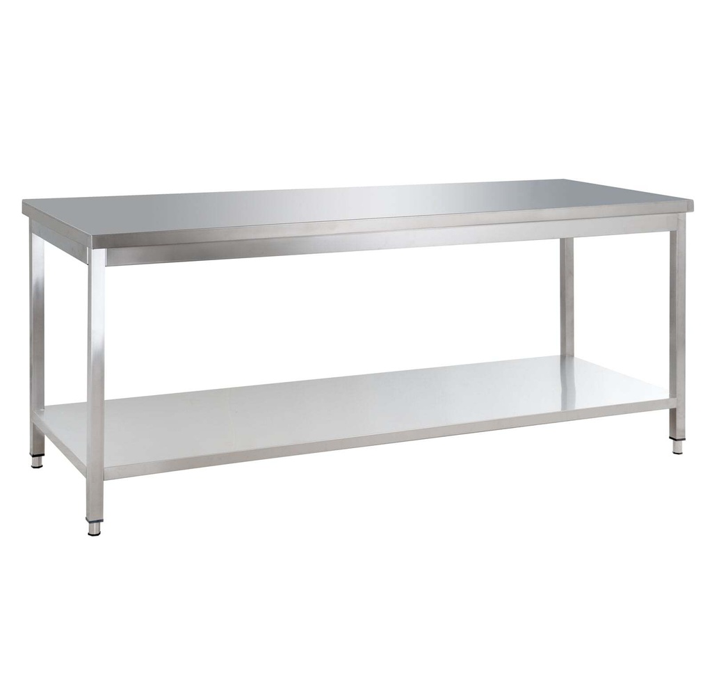 Edelstahl Arbeitstisch Basic 16x6 mit Grundboden, zur Selbstmontage