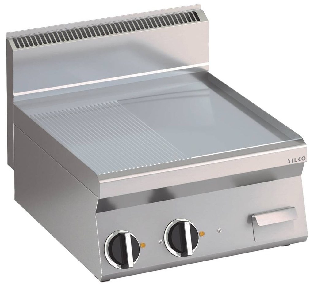 KBS Elektro Grillplatte glatt aus Edelstahl mit 2 Heizzonen Tischgerät