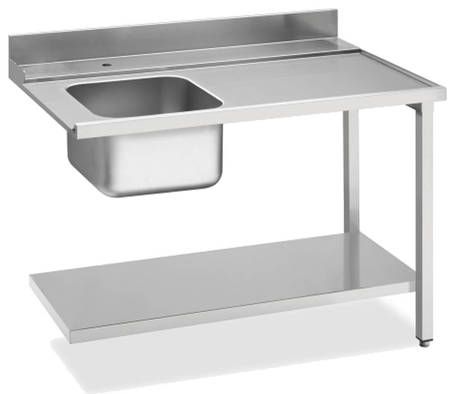 KBS Zulauftisch Becken links, Breite 120cm, Grundboden und Aufkantung