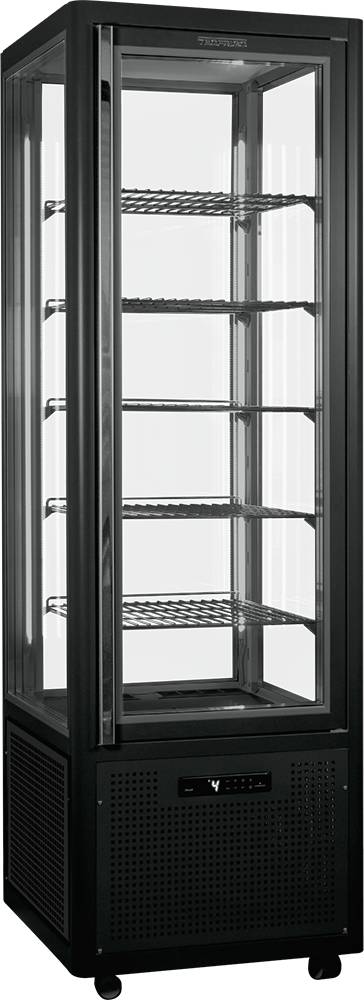 KBS Panoramavitrine Snelle 360 R LED (anthrazit) 7 runde Glasablagen