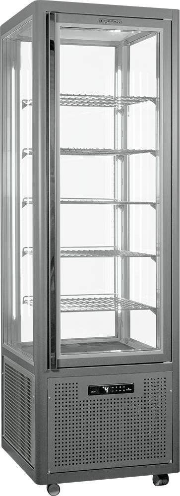 KBS Panoramavitrine Snelle 360 Q Praline LED (lichtgrau) 5 Glasablagen