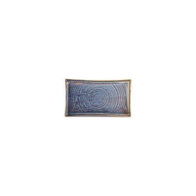Platte blaue Linie aus Porzellan, 22 x 12 cm