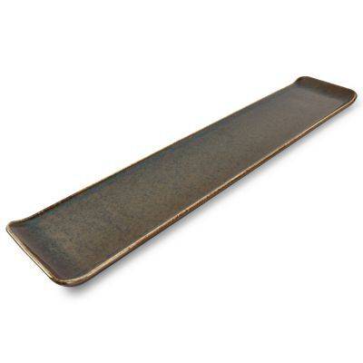 Servierplatte Cirro aus Porzellan, 46,5 x 9,5 cm, grün