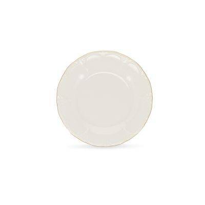 Flacher Teller mit goldenem Rand Retro aus Porzellan, 21 cm