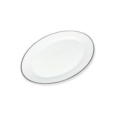 Servierplatte, schwarzer Rand Bistro aus Porzellan