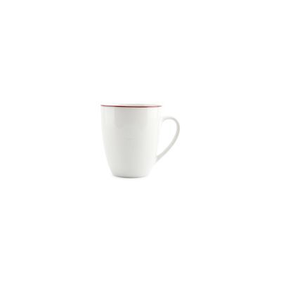 Becher burgunderfarbener Rand Basic White aus Porzellan