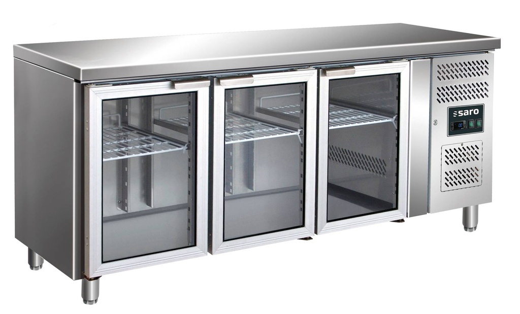 SARO Kühltisch, 3 Glastüren, Modell GN 3100 TNG