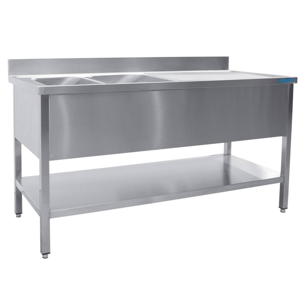 SARO Spültisch 2 Becken, links - B 1800 x T 600 mm