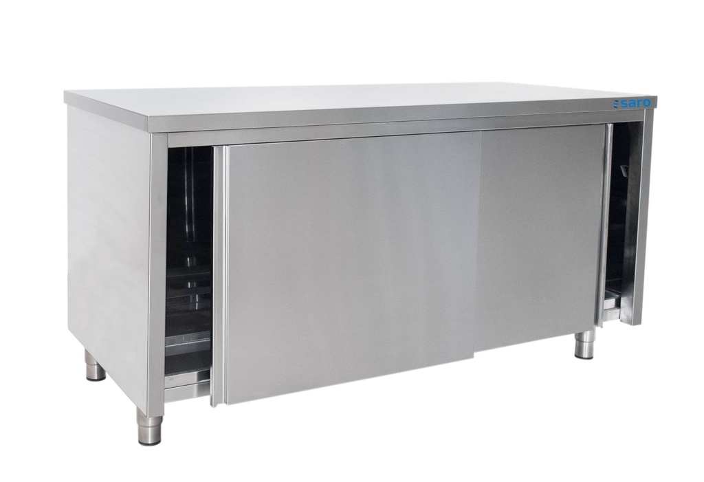 SARO Edelstahlschrank, Schiebetür - T 700 x B 1400 mm