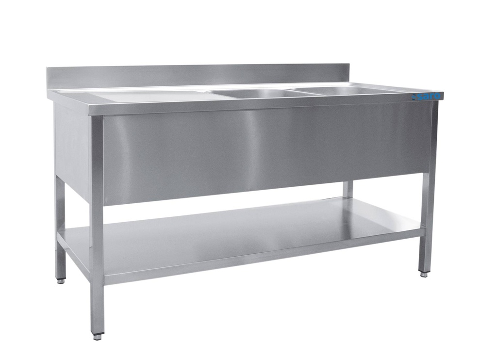 SARO Spültisch 2 Becken, rechts - B 1600 x T 700 mm