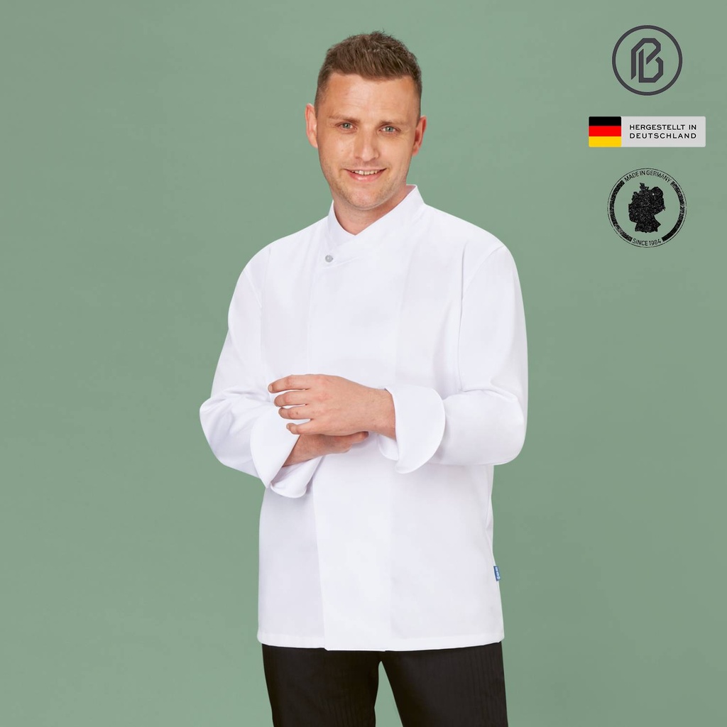 Satin-Conti weiss Herren-Kochjacke