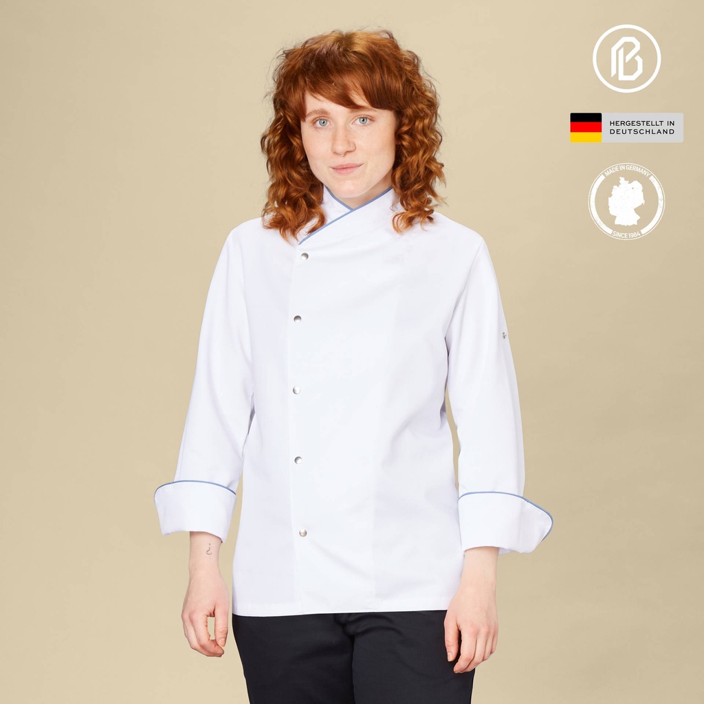 Soft-Fiona, weiße Damen-Kochjacke