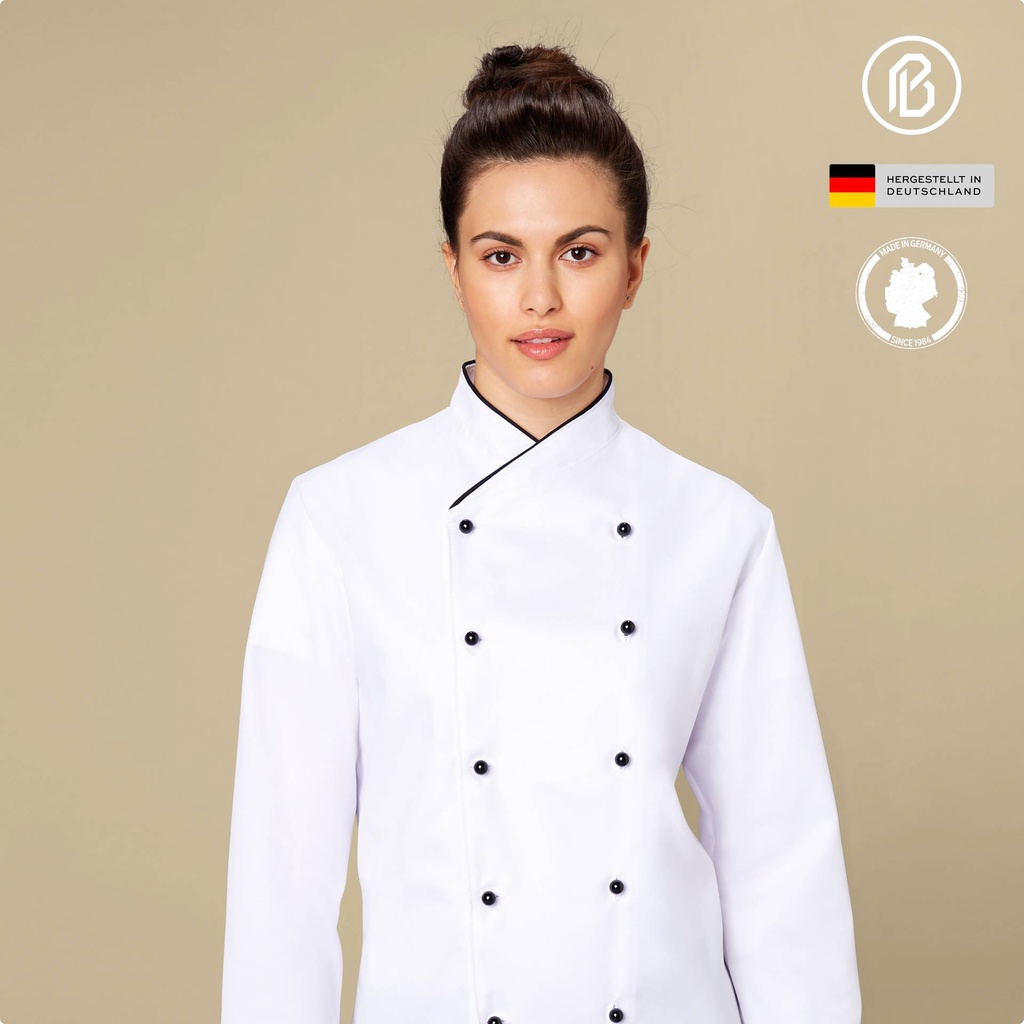 Buran-Medina, preiswerte weiße Damenkochjacke