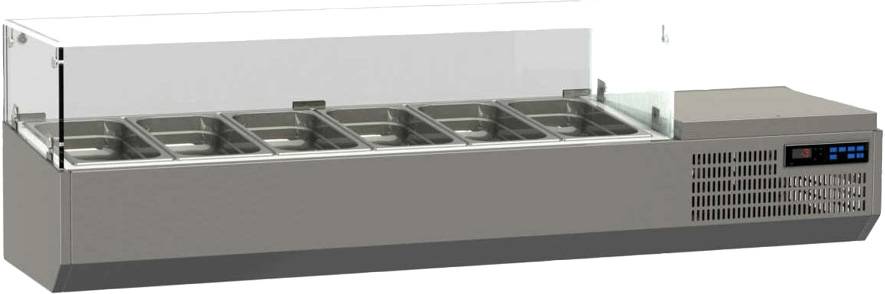 K+T Kühlaufsatz mit Glasaufsatz für 6 x GN 1/4, Behältertiefe 150 mm, steckerfertig