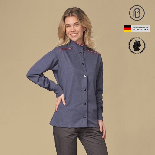 Color-Henriette, Damenkochjacke in Melange-Optik