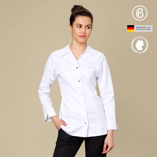 Satin-PIA, weiße Kochbluse