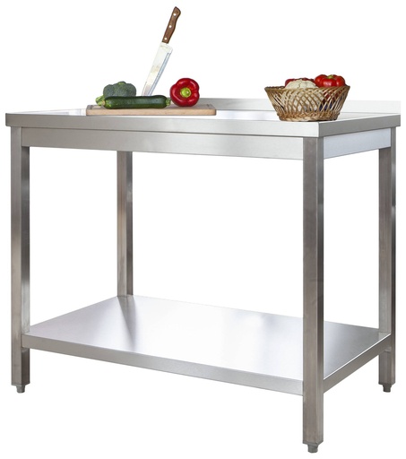 Edelstahl Arbeitstisch Profi 1800 x 600 mm - mit Grundboden und Aufkantung
