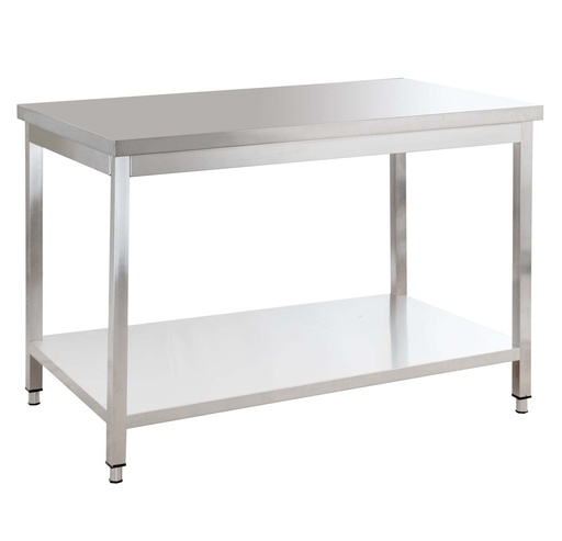 Edelstahl Arbeitstisch Basic 15x6 mit Grundboden, zur Selbstmontage