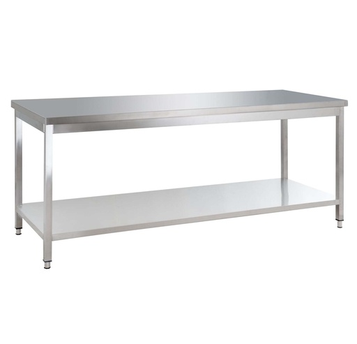 Edelstahl Arbeitstisch Basic 18x7 mit Grundboden, zur Selbstmontage