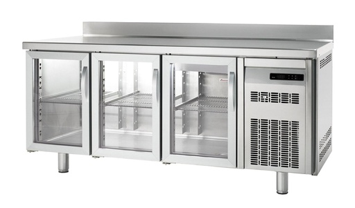 Bäckereikühltisch Premium 3/0 mit Aufkantung und Glastüren