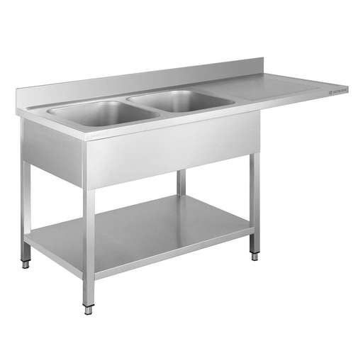 Spülzentrum Basic 16x7 mit 2 Becken links, Aufkantung und Grundboden