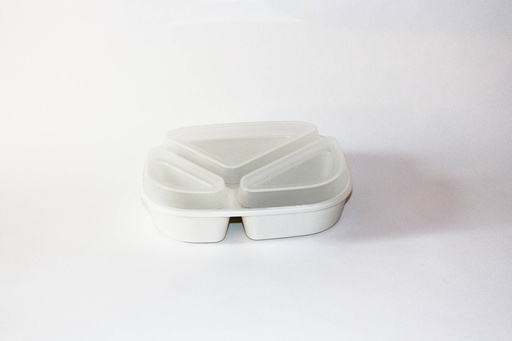 Menübox 3-geteilt 236x181x47mm ohne Deckel / cremeweiß / 48 Stk.