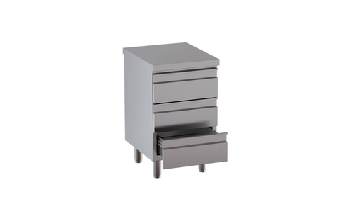 Edelstahl-Schubladenschrank ECO 3er Einheit 600 ohne Aufkantung