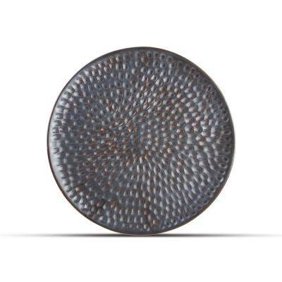Teller Gehämmert aus Porzellan, 20 cm, silber