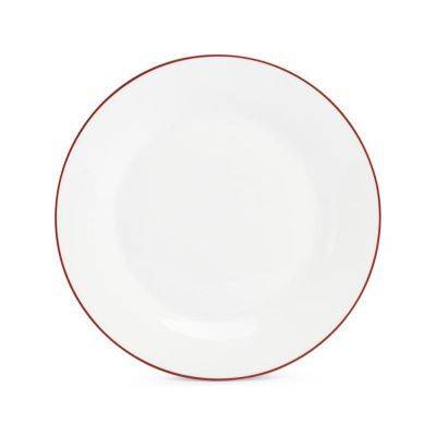 Teller burgunderfarbener Rand Basic White aus Porzellan, 27 cm