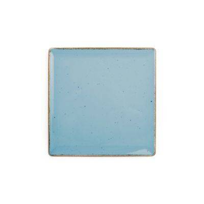 Teller Collect aus Porzellan, 20,5 x 20,5 cm, blau