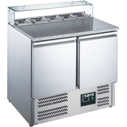 SARO Pizzatisch, 2 Türen, Glasaufsatz, Modell EPS 900G