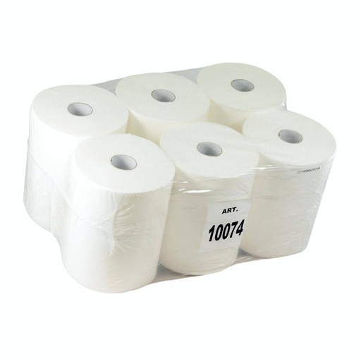 Papierhandtücher Rollenhandtücher Außenabrollung 2-lagig, geprägt, unperforiert, 100% Zellstoff weiß, 120 m, endlos | 6 Rollen