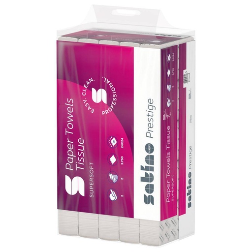 Papierhandtücher Falthandtücher 2-lagig, 24 x 24 cm, Zick-Zack-Falz, Zellstoff, FSC® hochweiß | 3.750 Blatt/Karton