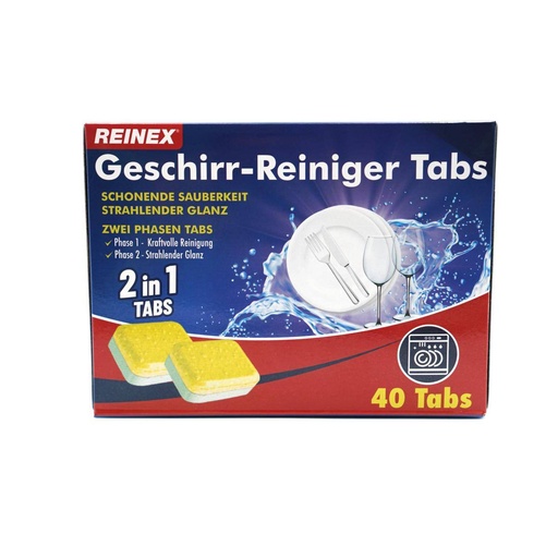 REINEX Geschirr Reiniger 2 in 1 Tabs | 40 Tabs