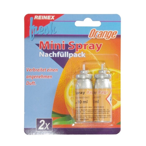 REINEX Lufterfrischer-Minispray 2 x 10 ml, Nachfüllpack | Orange