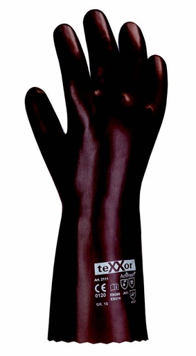 Chemikalienschutzhandschuhe aus PVC, rotbraun, ca. 45 cm lang