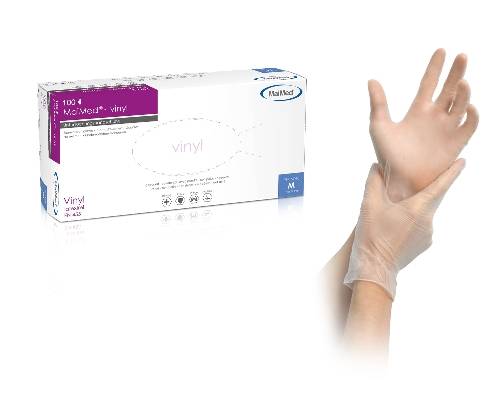 Einweghandschuhe Vinyl gepudert "MaiMed®-vinyl", transparent, 100 Stück/Box | Größe L