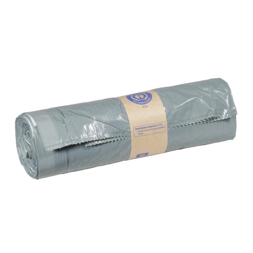 Müllbeutel 60 Liter, 30 µ, Typ 60, LDPE - Regenerat grau, 640 x 710 + 50 mm | 25 Stück/Rolle
