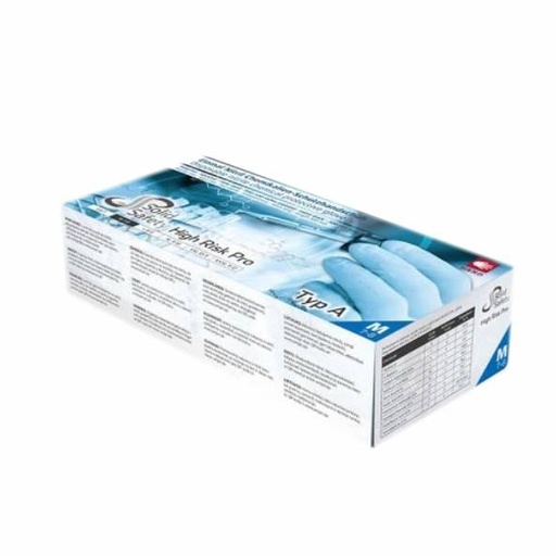 Einweghandschuhe Nitril puderfrei, blau, 30 cm lang, "SOLID SAFETY HIGH RISK PRO" 50 Stück/Box | Größe M