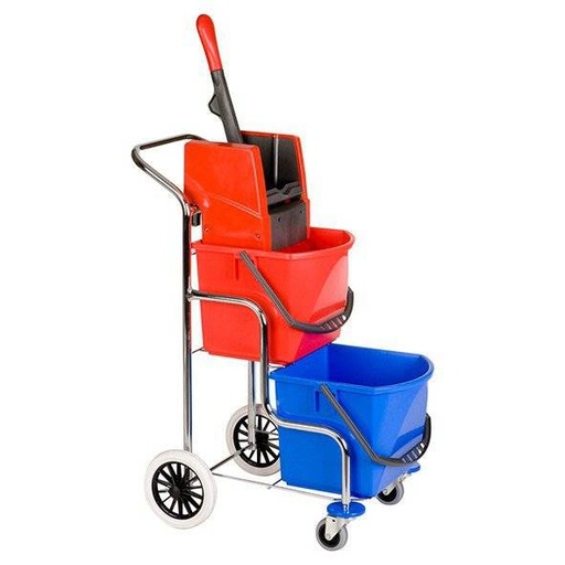 Reinigungswagen/Stufenwagen Vermop "Cascade 2" verchromt | 2 x 17 Liter