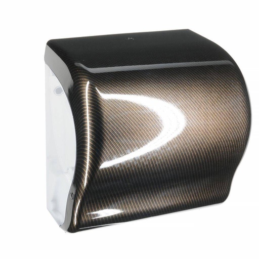 Rollenhandtuchspender "Unique LUX CUT Exklusive" manueller Papiertransport | carbon hochglanz