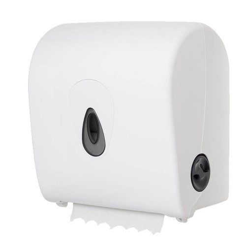 Rollenhandtuchspender "Maxi" manueller Papiertransport mit Autocutsystem, Außenabrollung | weiß
