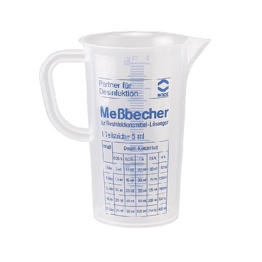 Messbecher 250 ml "Bode", Polypropylen, blaue gedruckte Skala | milchig-transparent