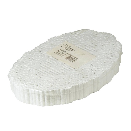 Mokkadeckchen oval, weiß, 26 x 18 cm | 500 Stück