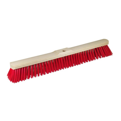 Straßenbesen 60 cm mit Stielloch | rote PVC-Borsten