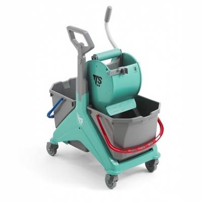 Reinigungswagen "Nickita Dry", grün | 2 x 15 Liter Eimer