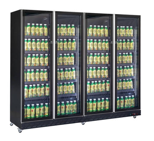 Kühlschrank 4 Glastüren, 2240 x 600 x 1980 mm, schwarz